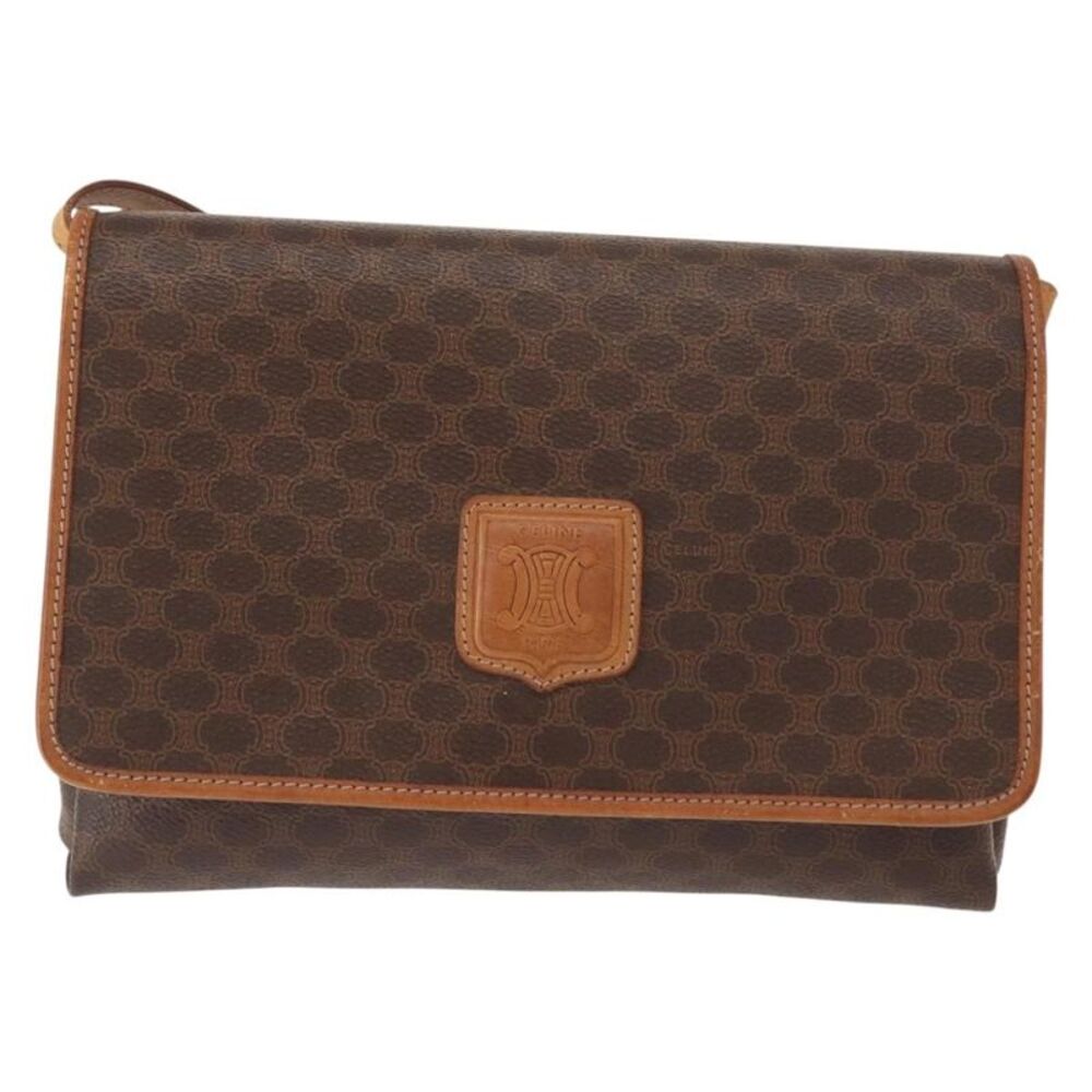 Celine Vintage Macadam Canvas Brown Canvas Shoulder Bag Bag